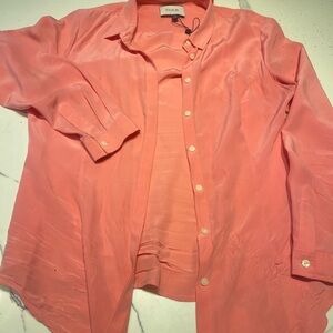 Thomas Pink London – 100% Silk Blouse, Coral Pink, Size 12 .   like woman 6